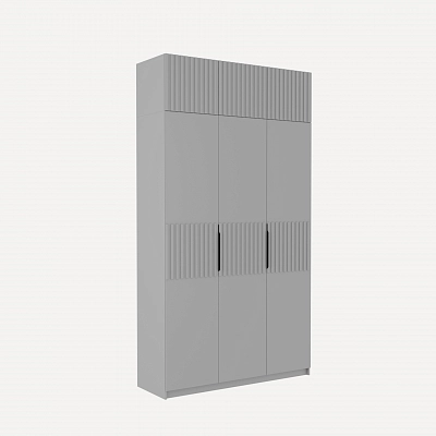 Шкаф с антресолью и рифлеными фасадами Марс Серый